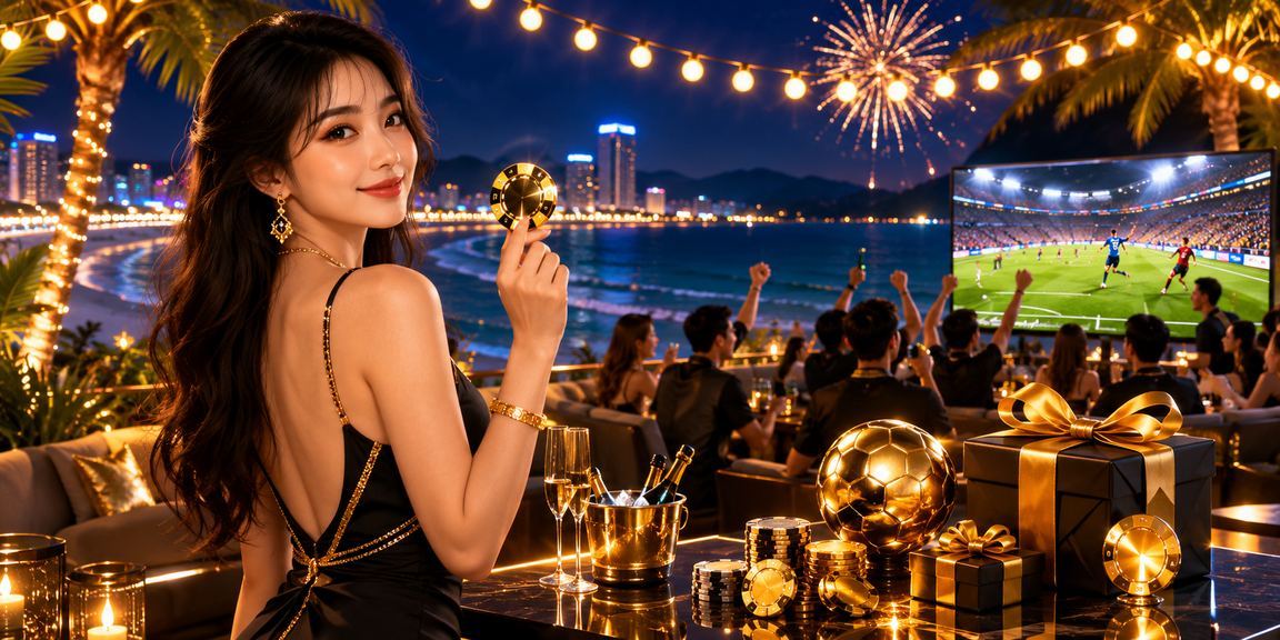 Người chơi VIP thư giãn trên bãi biển Đà Nẵng và truy cập tài khoản casino qua điện thoại
