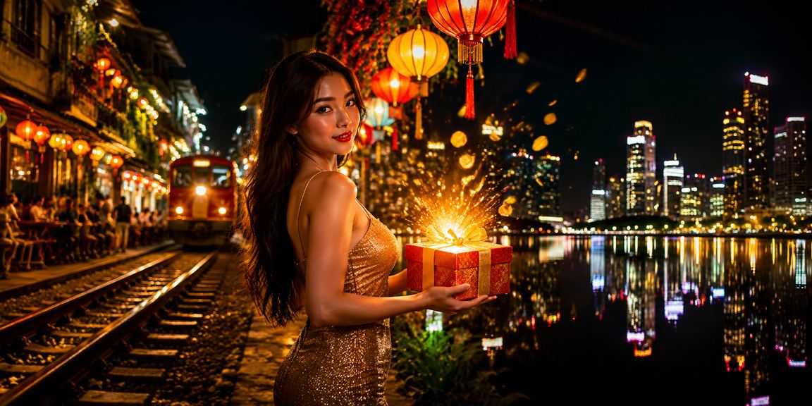 Chợ đêm Hà Nội với ánh đèn rực rỡ và người chơi slots qua điện thoại tại quầy ăn đường phố
